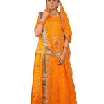 Orange Aari Sequins Work Poshak | Salma Work on Bamber Satin | Jaipurio Designer Collection